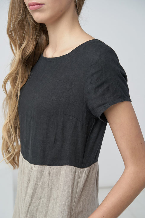 Image 11 of Linen summer dress with short sleeves made from natural linen Judit from Baltic Linen